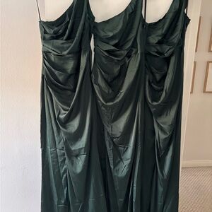 Lulu's One Shoulder Dark Green Dress